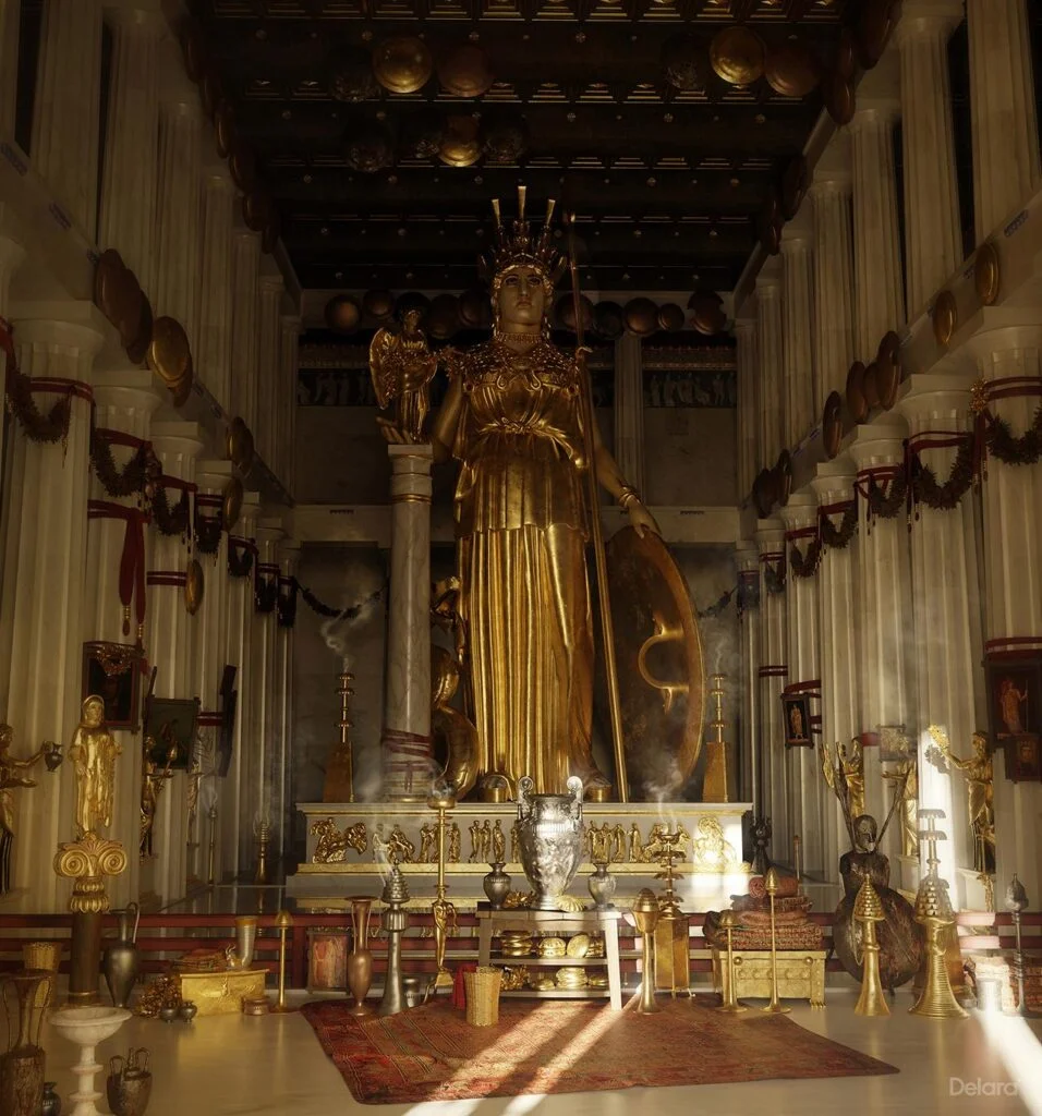 Sunlight reflecting off the statue and shimmering in the pools of water. Credit: Juan de Lara